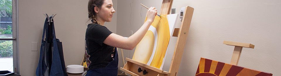 Photo of instructor at Painting Express party